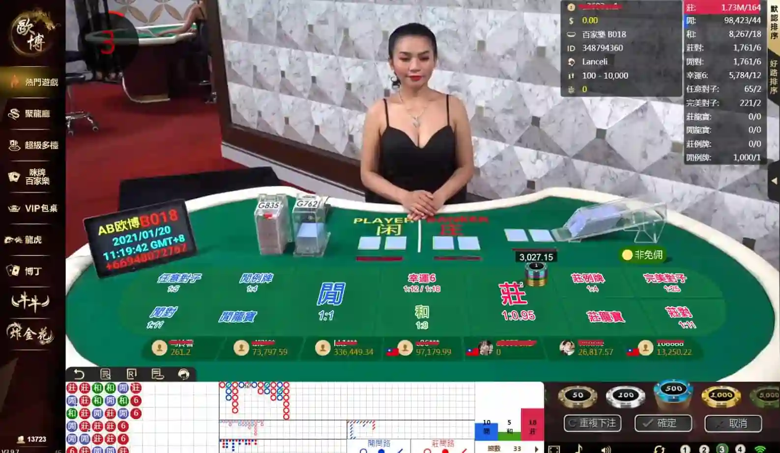 歐博百家樂遊戲畫面