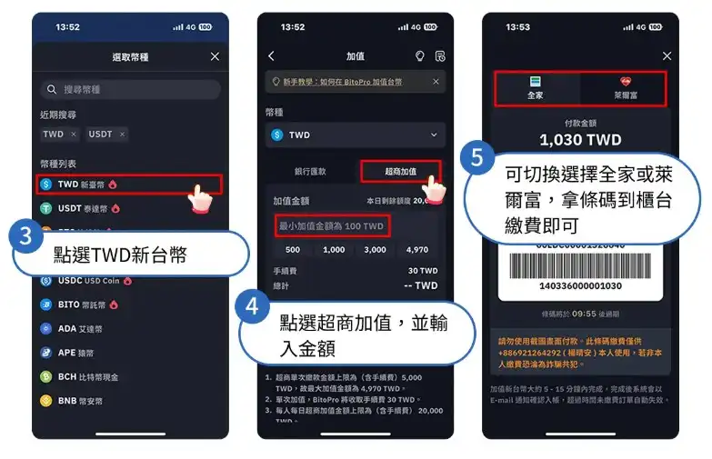 bitopro平台超商儲值教學圖解2-2