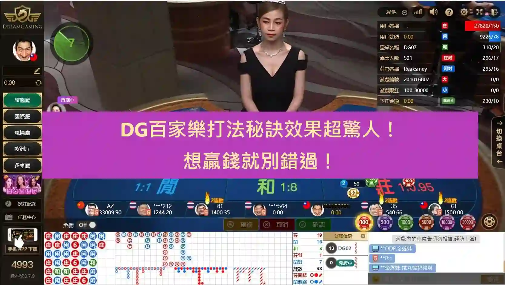 DG百家樂打法秘訣效果超驚人！想贏錢就別錯過！